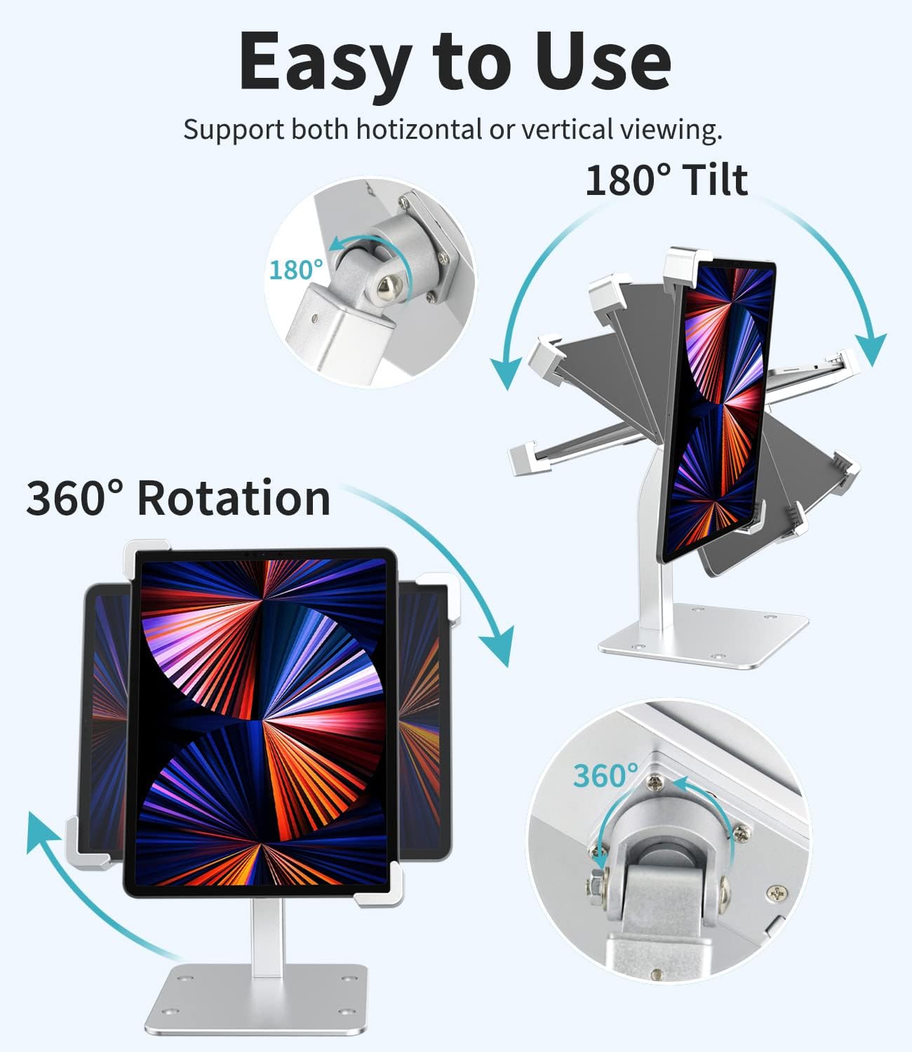 Anti-Theft Tablet Kiosk POS Stand, Retail Countertop iPad Stand with Security Lock & Key, Heavy Duty Desk Tablet Holder for Business, for iPad Pro 13 12.9 Air, Galaxy Tab, Surface