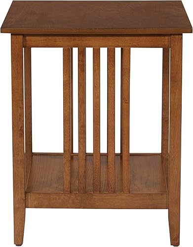 Miniatura 5 de OSP Home Furnishings Sierra - Mesa auxiliar con estante inferior de almacenamiento y paneles laterales estilo misión, color marrón ceniza