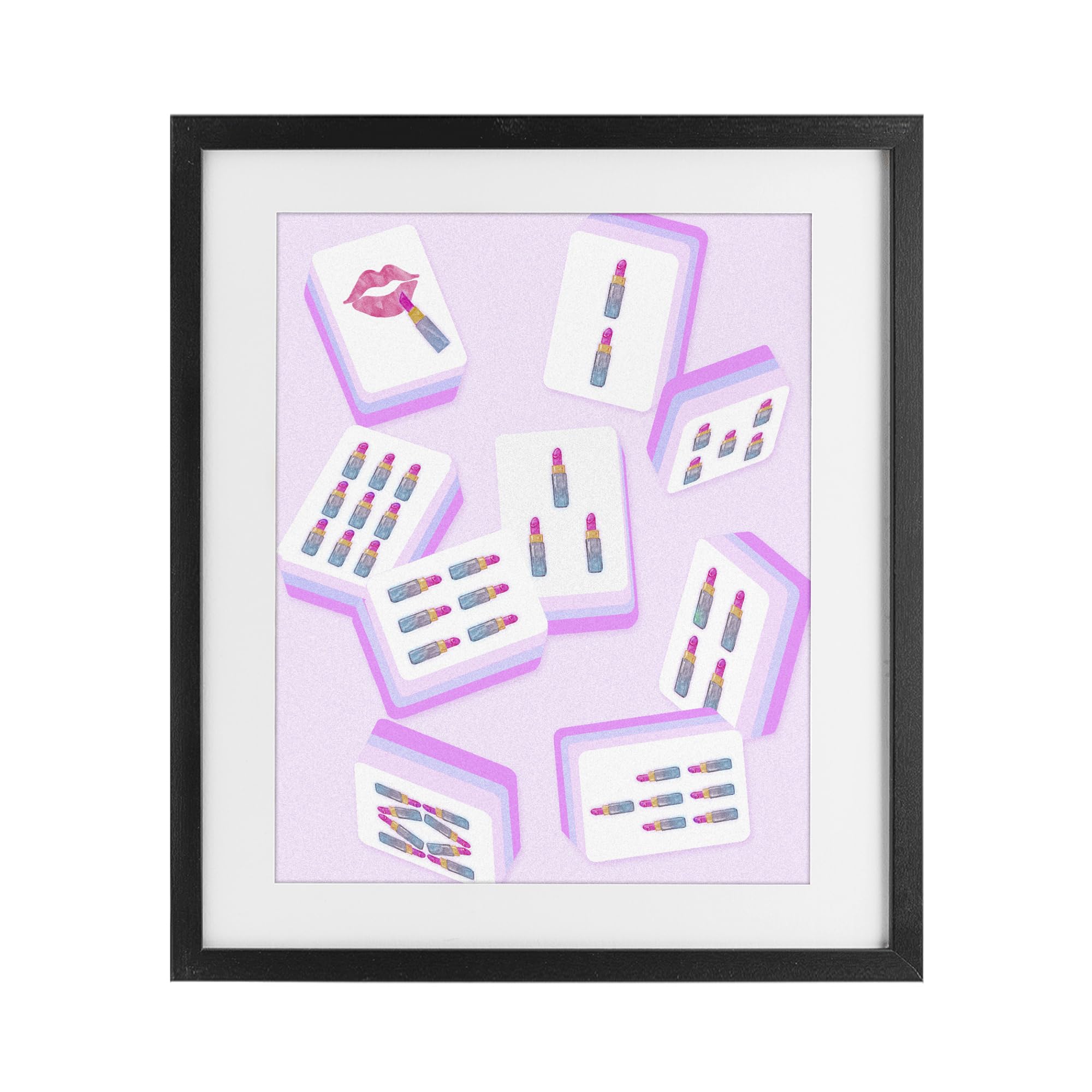 Glam Lipstick Mahjong Tiles, stampa con cornice sotto vetro, 43 x 53 cm