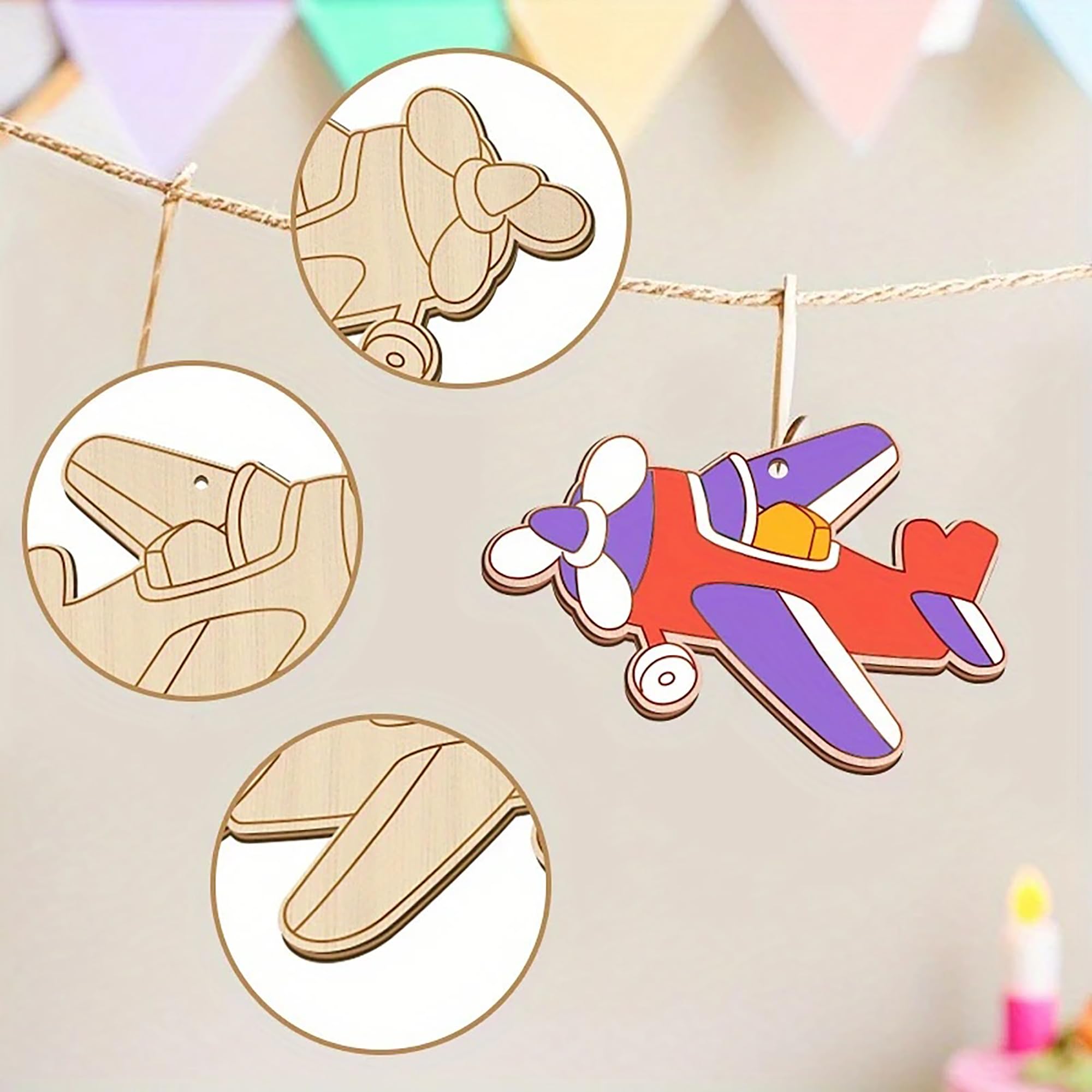 Cliths 10 Pcs Wooden Vehicle Ornaments DIY Craft of Unfinished Paintable MDF Cutouts 1