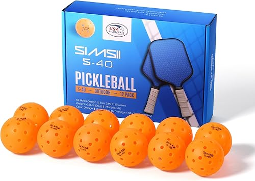 Miniatura 10 de S-40 - Pelotas de pickleball para exteriores, 40 agujeros, aprobadas por la USAPA, material de polietileno duradero, construcción sin costuras,