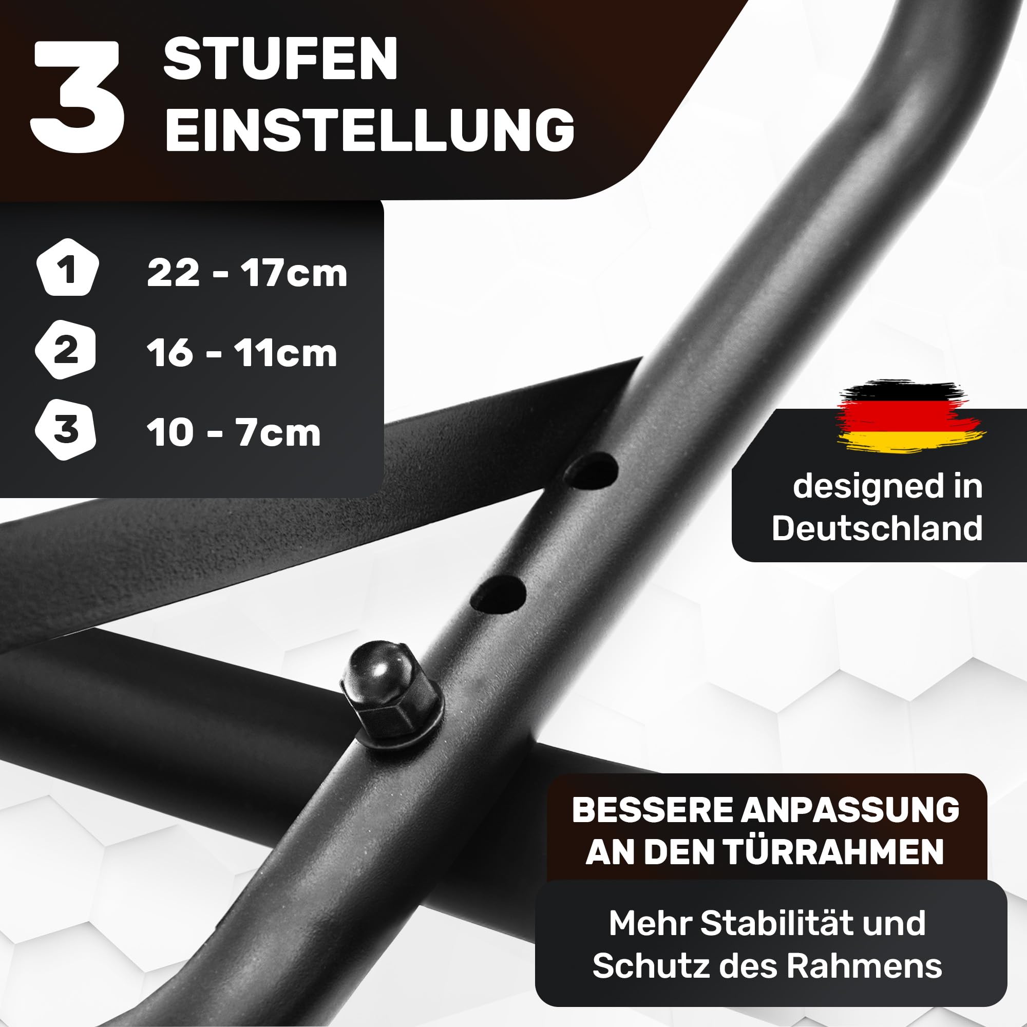 [NEU] Klimmzugstange Türrahmen ohne Schrauben Fitness Stange I Pull Klimmzugstange Tür Reckstange [7-22 cm] Pull Up Bar Trainingsstange [geschütztes Design]