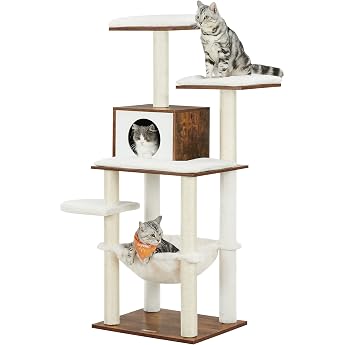 Feandrea Cat Scratching Post 138cm Cat House with 5 Scratching Posts Cat