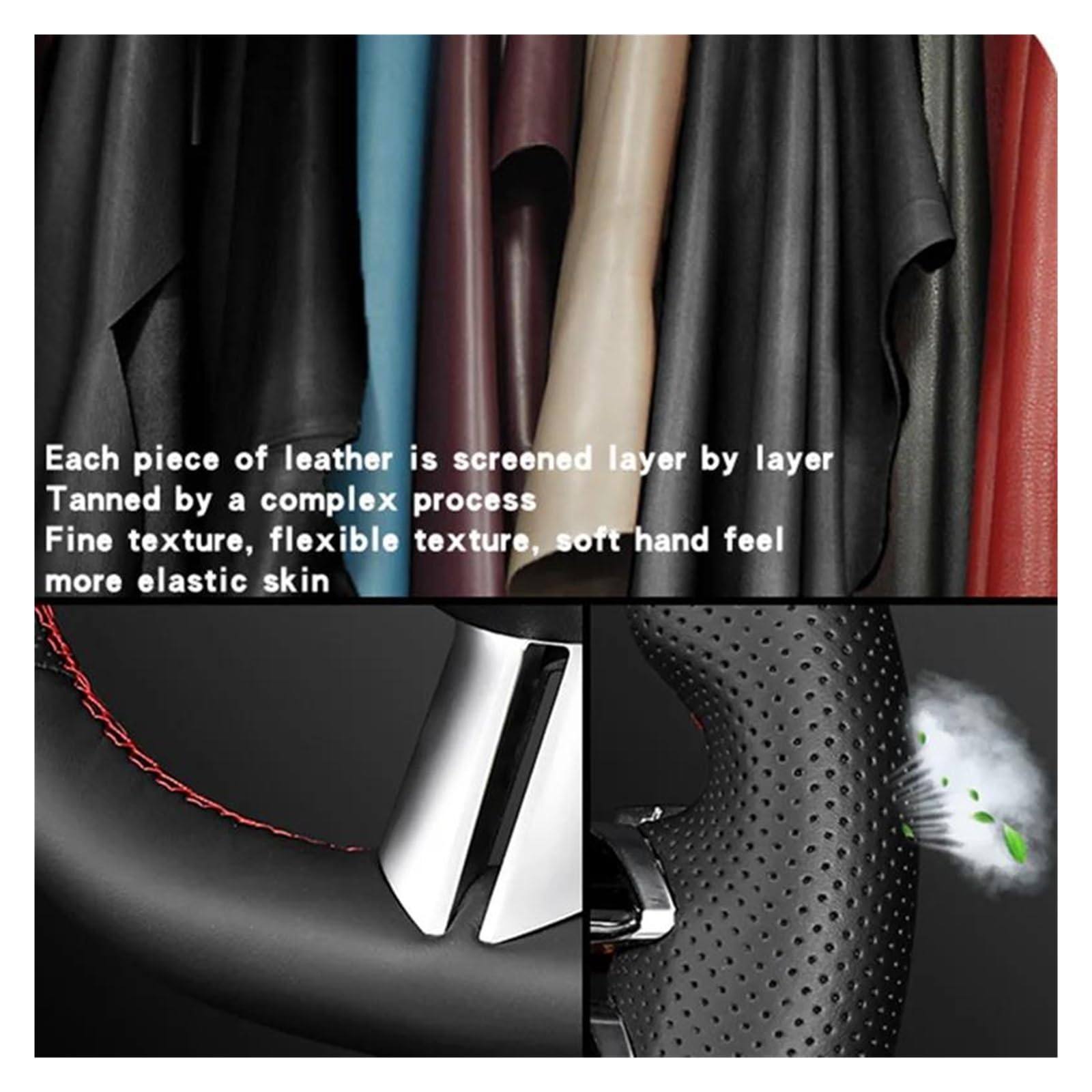 Lenkradabdeckung Auto Lenkrad Abdeckung Carbon Faser Echtes Leder Für Nissan Für X-Trail Für Teana Für Altima Lenkrad Bezug Auto(Blue Thread)
