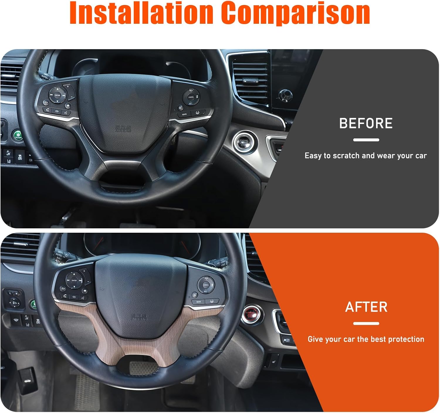 Steering Wheel Lower Bottom Frame Cover Trim Compatible with Honda Pilot 2019-2022 Passport 2019-2023 ABS Steering Wheel Panel Trim Decorative Accessories (Pear Wood Grain)