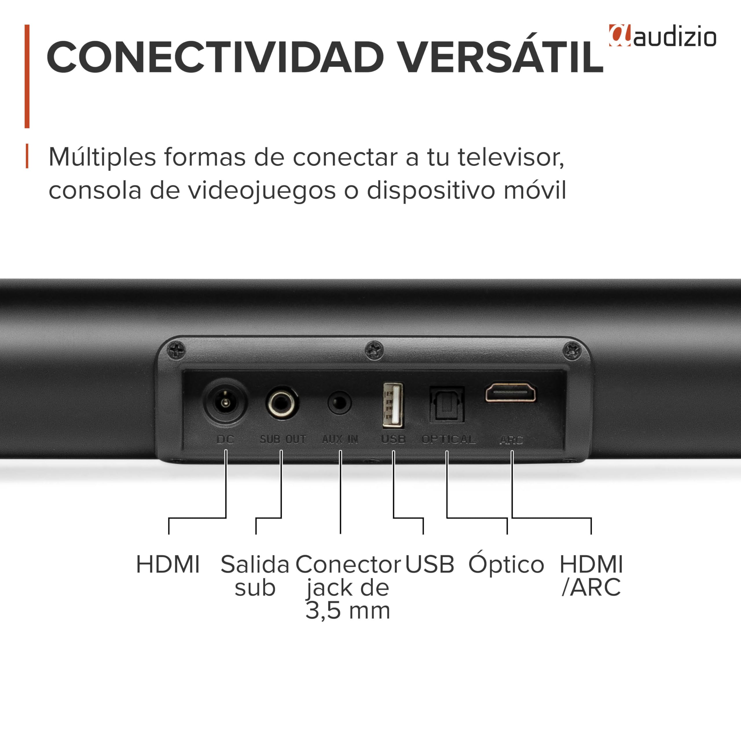 Audizio SB96S – Barra de Sonido 180W con subwoofer 6,5”, HDMI ARC, Bluetooth 5.3, USB y Entrada óptica, soundbar 95 cm para TV con Mando y Montaje Pared Negro