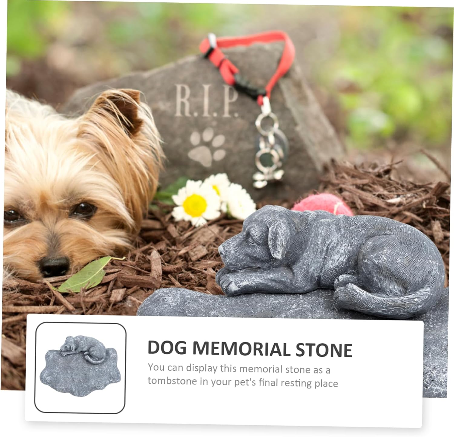 BESPORTBLE Dog Memorial Stone Resin Pet Tombstone Tribute Statue for Garden Pet Grave Markers Memorial Stone for Lost Dog Unique Animal Decor
