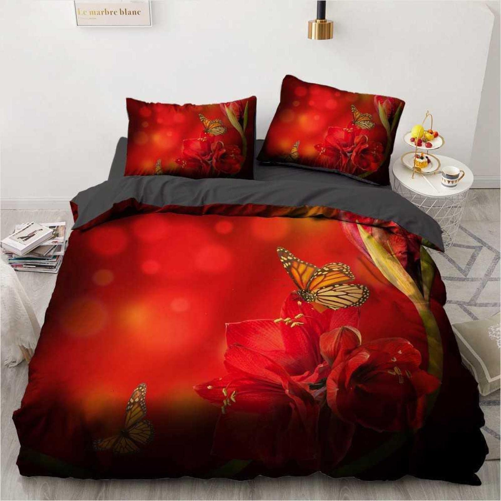 Housse de couette 220x240 papillon rouge pour transformer votre chambre