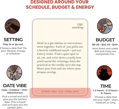 Miniatura 4 de Ideas para citas nocturnas para parejas: el juego de cartas de cita de dopamina | 180 Tarjetas, 52 Fechas con iniciadores de conversación,