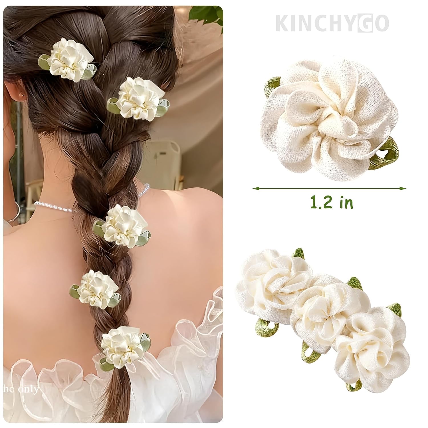 25 Pack Mini Jasmine Hair Clips Beige Flower Barrettes image 2