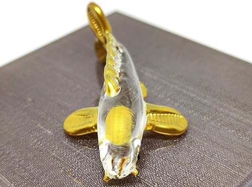 Miniatura 3 de Figuras en miniatura de peces japoneses de carpa koi, arte de vidrio soplado a mano con adornos de oro de 22 quilates, decoración de regalo