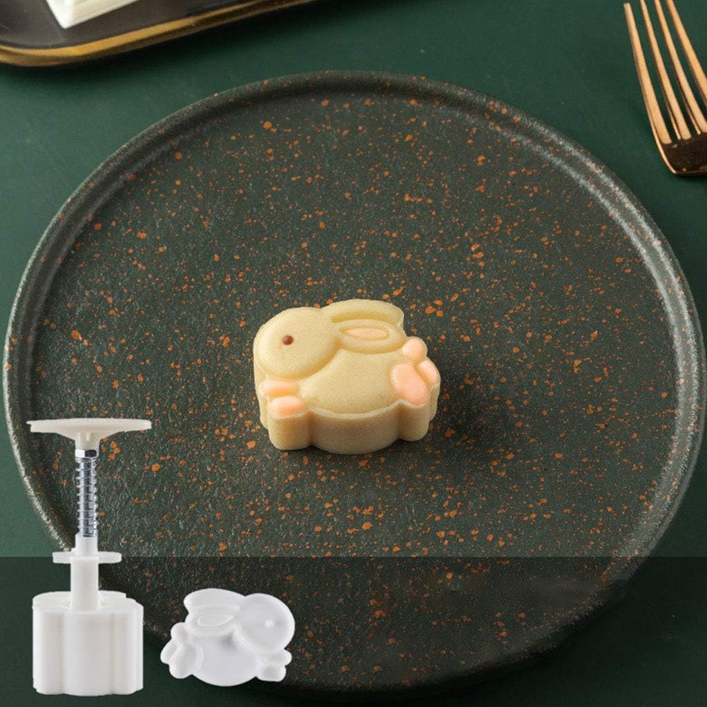 Yuly 50g Mooncake Mold With 3D Rabbit Stamp Hand Press Moon Cake Pastry DIY Bakeware 200g Mooncake Mold
