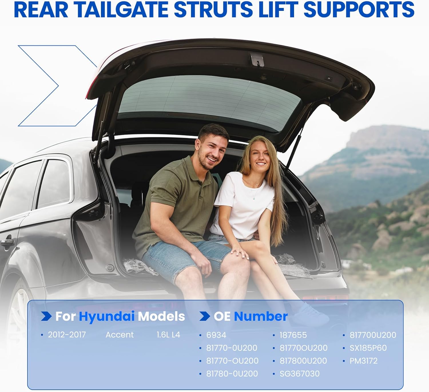 Trunk Struts Lift Supports Gas Shocks Springs Compatible with Hyundai Accent 2012 2013 2014 2015 2016 2017 | Replaces 187655 6934 817700U200 PM3172 SX185P60 SG367030 Liftgate Struts, 2 Pcs