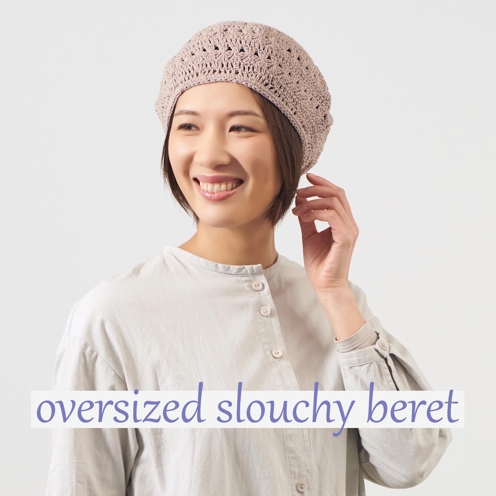 Chapeau Femme Bonnet Beret Casquette - Béret Basque D'été 100% Coton Tricoté Fait Main Crochet Souple