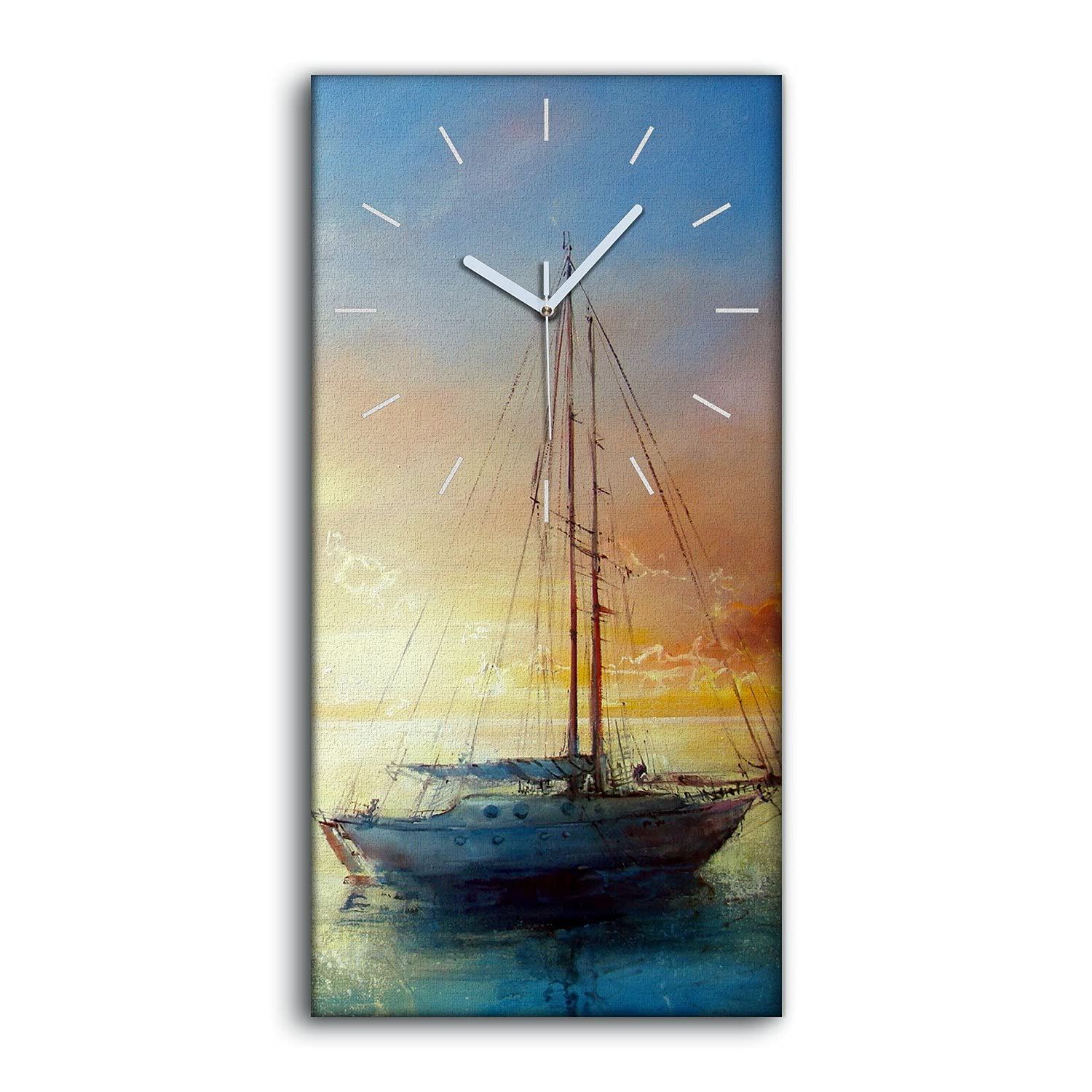 Horloge sur Toile Silencieuse pour Chambre Art Mural Sunset Sea