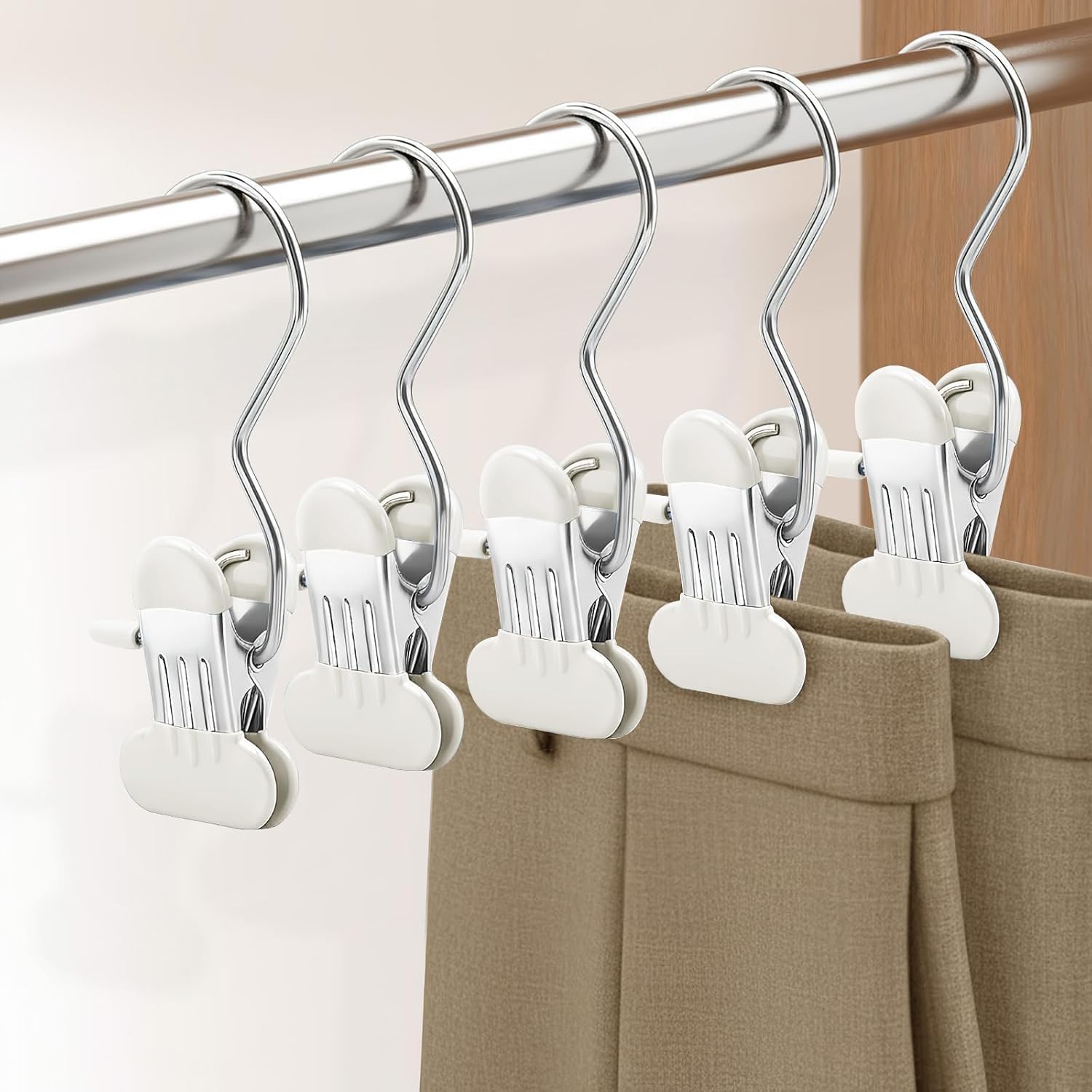 Wider Pants Hangers with Clips, 20 Pack Metal Leggings Hangers for Closet, Non-Slip Skirt Boot Jeans Hanger, Stackable Closet Organizer Space Saving Black