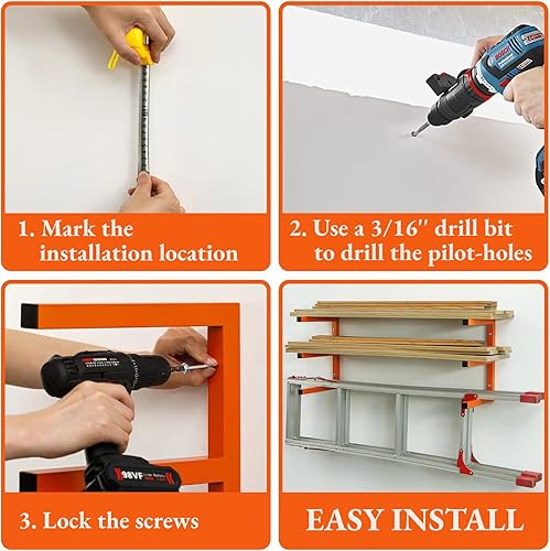 Miniatura 4 de Estante de almacenamiento de madera para montaje en pared, organizador de madera de metal resistente con 3 niveles, cada estante soporta hasta 200