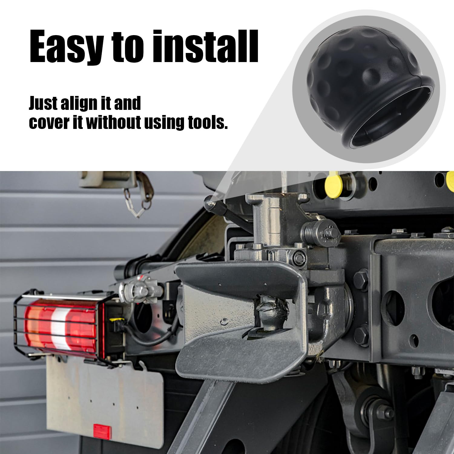 Coperture Per Gancio Di Traino - 2 Pezzi In Gomma Nera Protettiva Per Sfera Rimorchio - Foto 2