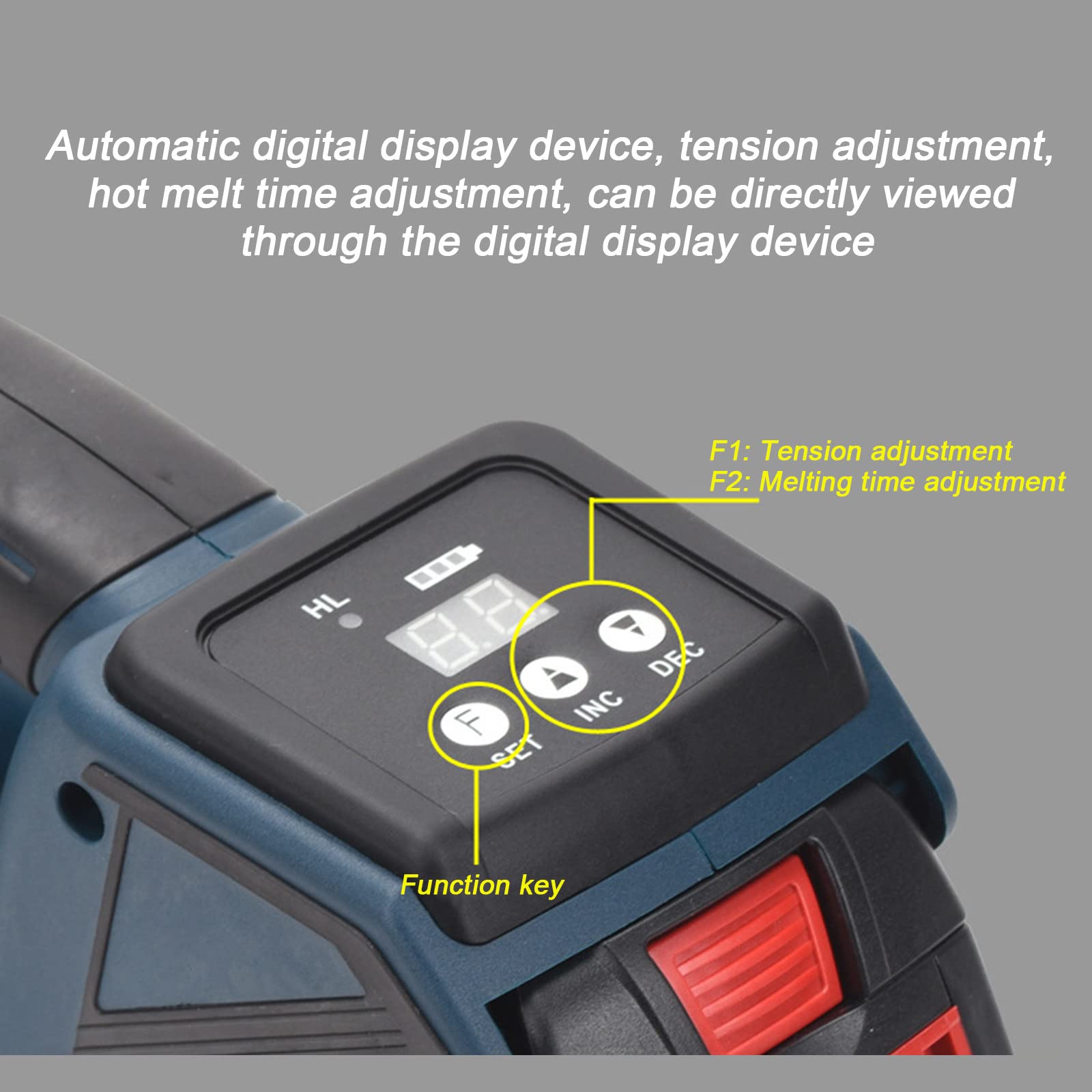NYANS Cercleuse Électrique Portative, Cercleuse à Fusion à Chaud avec Batterie 4000mah, Cercleuse d'emballage Automatique, Outil de Cerclage de Soudage Portable