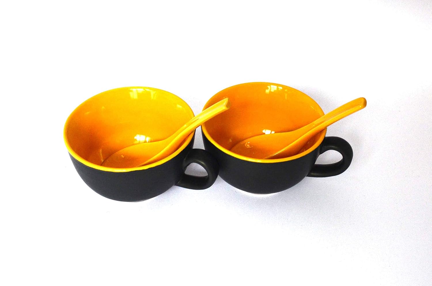 Buy Renhomz Ceramic Large Soup Cups / Bowls with Handle and Ceramic
