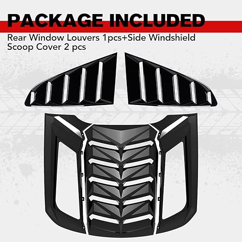 Miniatura 2 de HAKA TOUGH Rejillas de ventana trasera y lateral para Ford Mustang 2015-2022, cubierta de pala trasera para parabrisas lateral, accesorios Mustang