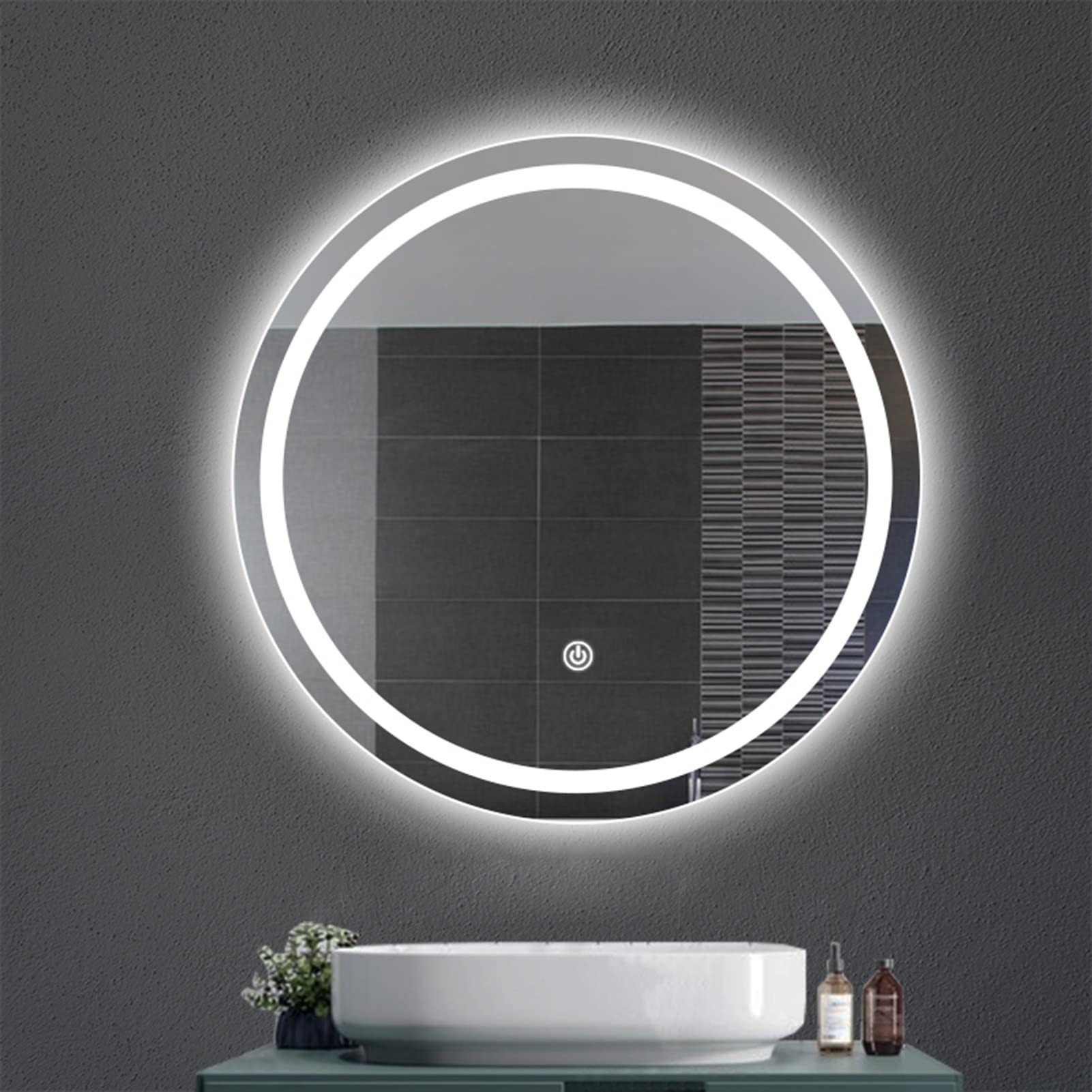 Specchio LED Per Bagno, Specchio Da Bagno LED Specchio Da Toeletta Con Luci, Specchio Da Toeletta Con Cornice Dimmerabile Con Luci, Antiappannamento, Infrangibile(Color:3 color,Size:70cm (28in))