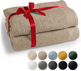 Blumtal Premium 2-TLG. Saunatuch Set 80x200cm - Saunahandtuch Oeko-TEX Zertifiziert, 100% Baumwolle, Frottier XXL- Saunatücher, Extra Weich und Saugstark, Taupe
