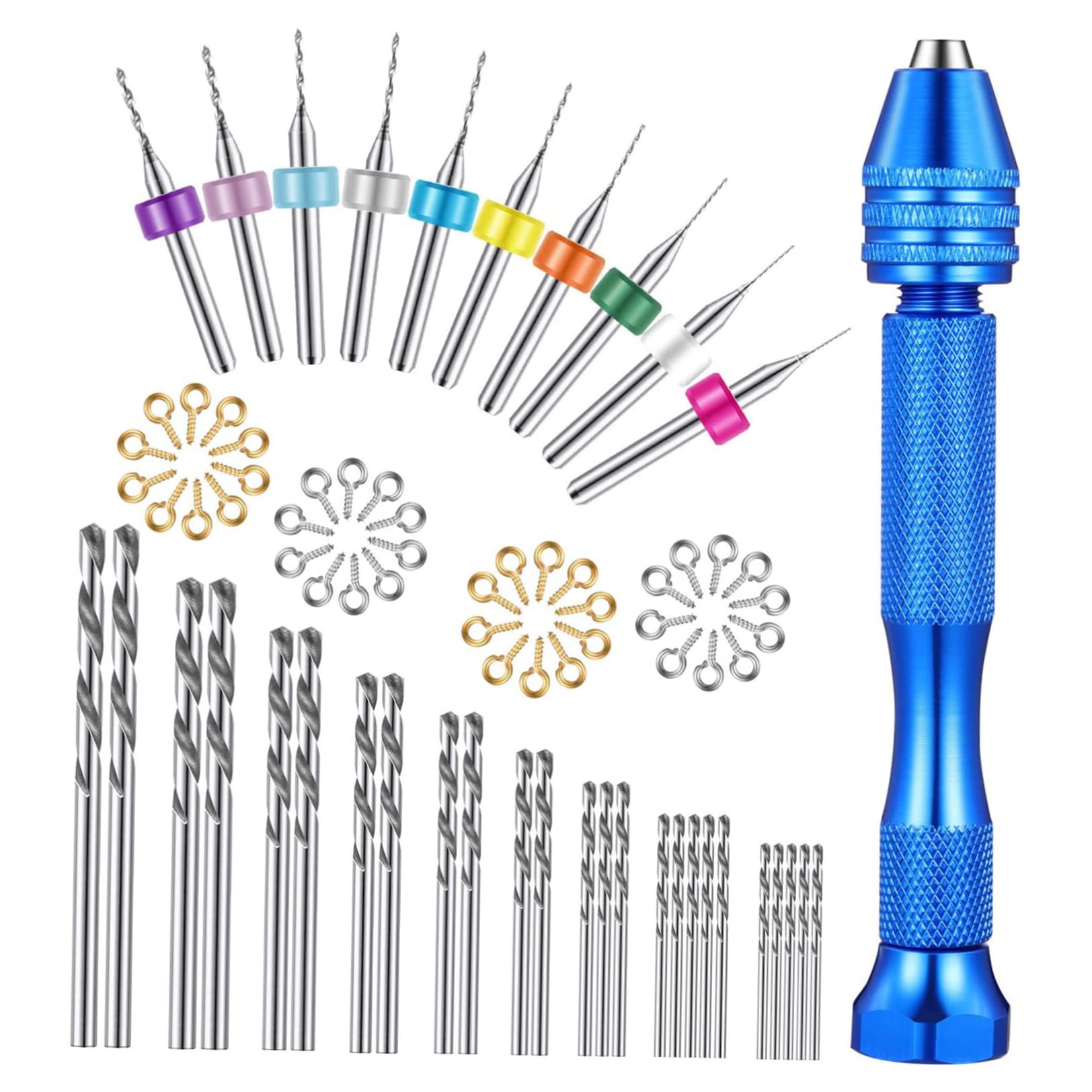 HOMSFOU 152pezzi Mini Punte Da Trapano e Trapano Manuale Utensili Rotanti Per Lavori Di Precisione e Fai Da Te e Morsa Per Modellismo e Assemblaggio Elettronico