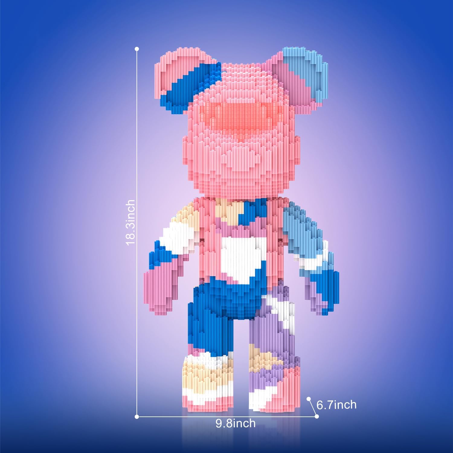 Bear Building Blocks (4500PCS) | 700% Bear Display Model | Micro 3D Animal Building Blocks | Fluorescence Design for Adults & Kids | Idea for Home & Office Decor |3D Instruction