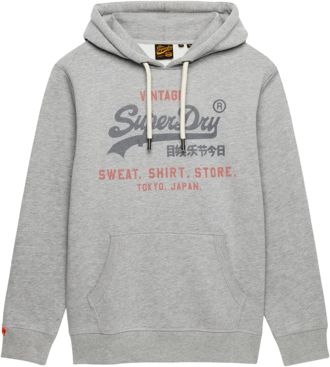 Superdry Men's Vintage Logo Heritage Relaxed Pullover Hoodie, College Grey Marl