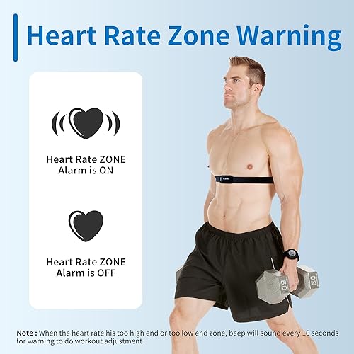Miniatura 5 de EZON Monitor de frecuencia cardíaca con correa de pecho y reloj digital T037, 5ATM, impermeable, rastreador de actividad física con HRM, calorías