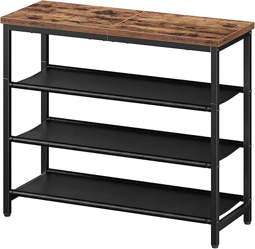 HOOBRO Zapatero con 3 estantes de poliuretano, organizador de almacenamiento de zapatos de 4 niveles para armario y entrada, capacidad para 9-12