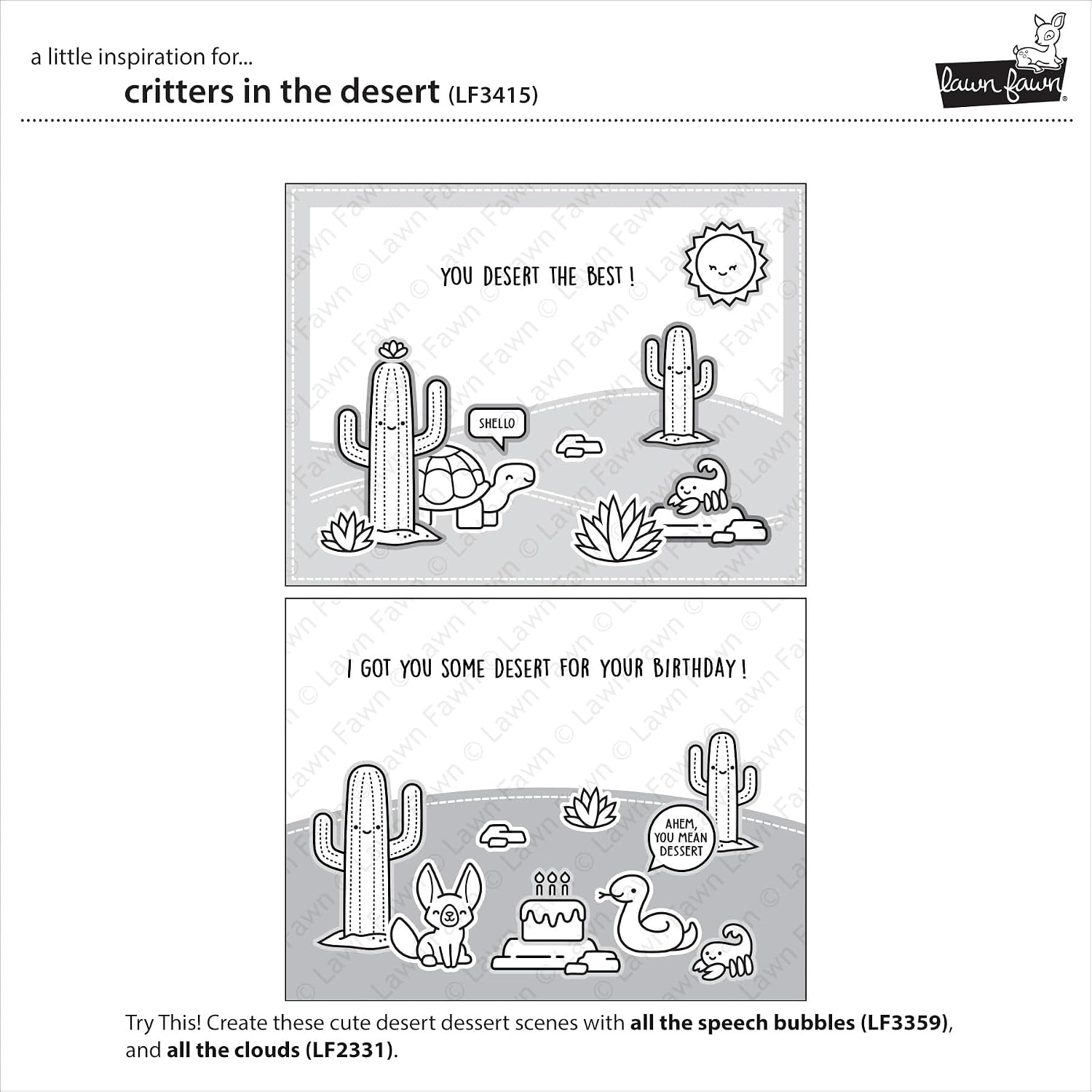 Lawn Fawn LF3415 Critters in The Desert 4X6 Clear Stamp Set