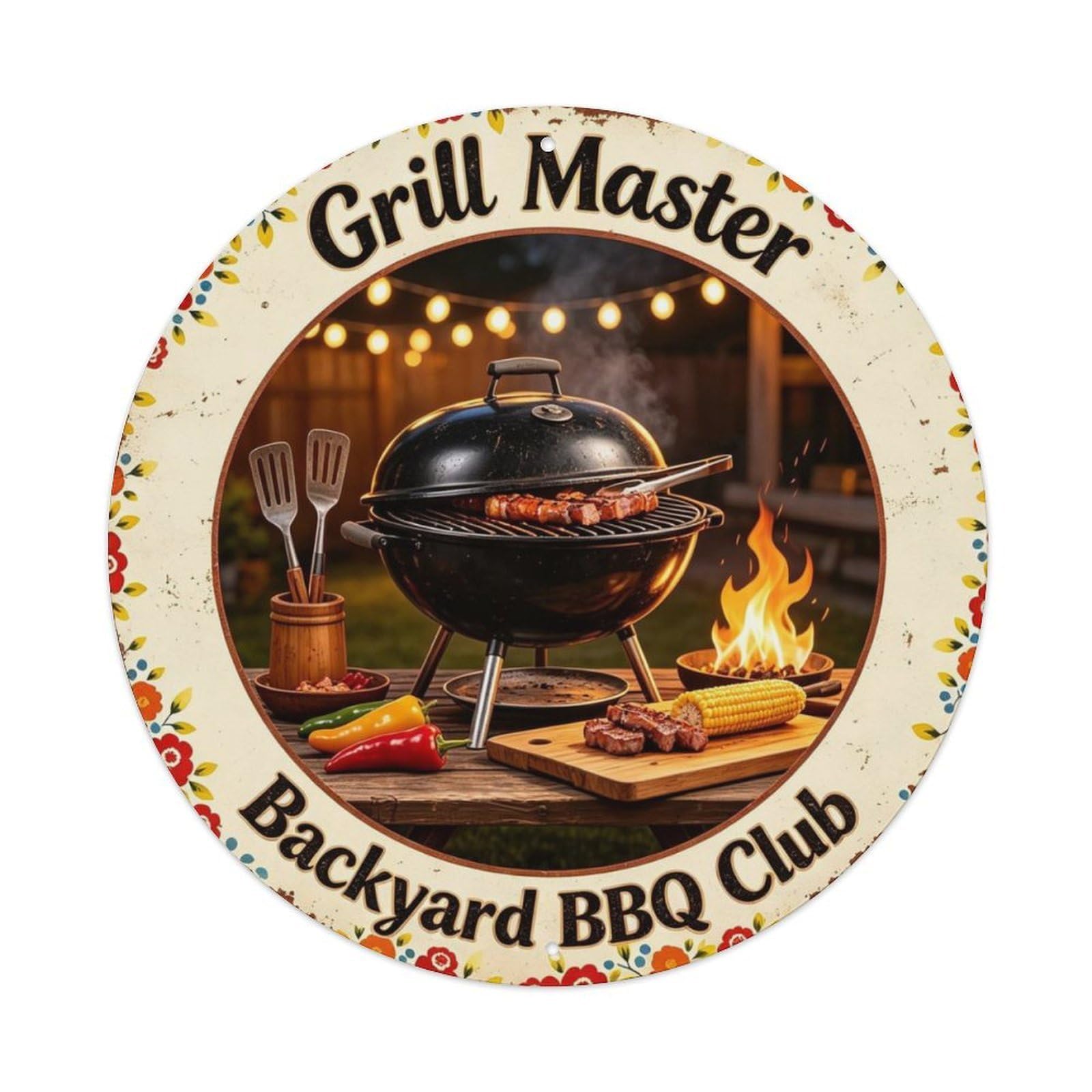 Backyard Bbq Club Metal Tin Sign Plaque