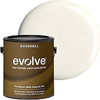 Vista 85 de EVOLVE Pintura e imprimación para interiores, cáscara de huevo (blanco alabastro), 1 galón, cobertura de una capa, excelente oculto, bajo contenido