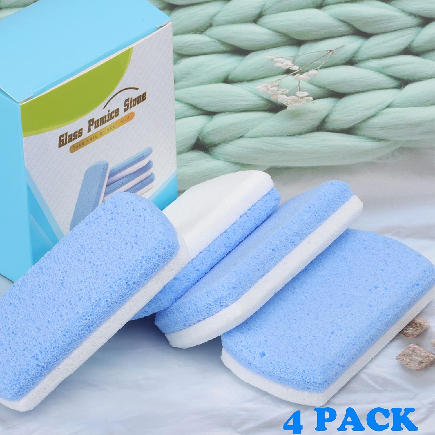 4 Pack GOTDYA Glass Pumice Stone for Feet, Hard Dead Skin Cracked Heel Callus Remover and Foot Scrubber & Pedicure Exfoliator kit : Beauty & Personal Care