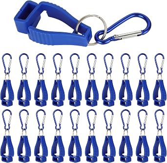 ZOFORTY 20 PCS مقاطع القفازات للعمل، مقاطع حزام القفازات، حارس قفاز مشبك سلامة العمل، مشبك حامل القفازات لبناء عامل حلقة الحزام، أزرق