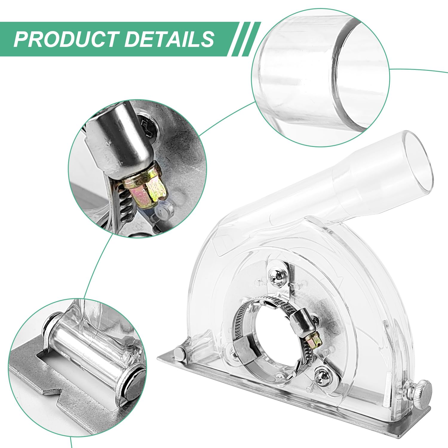 Cappa Aspirante per Smerigliatrice 125mm/100mm/150mm con Chiave Esagonale e Rondelle, Cappa per Smerigliatrice Angolare con Fessure di Guida per Dischi da Taglio da 90mm, 115mm e 125mm (1)