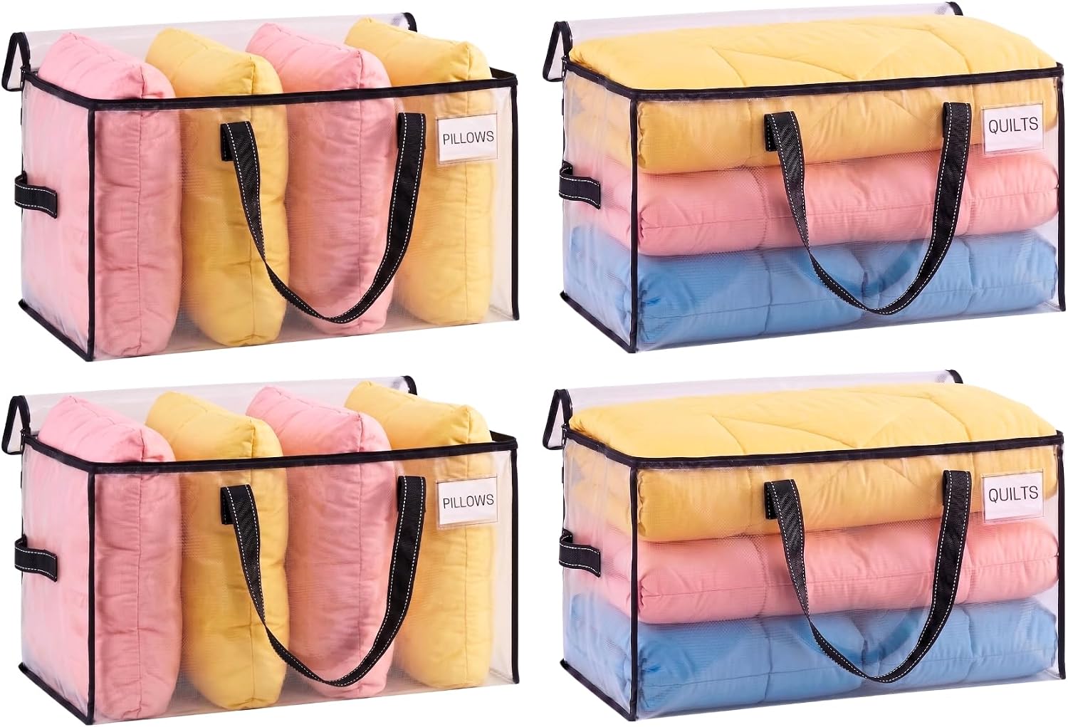 VENO Moving Bags, Storage Bags, Wide Open Top, Clear, 4 Pack