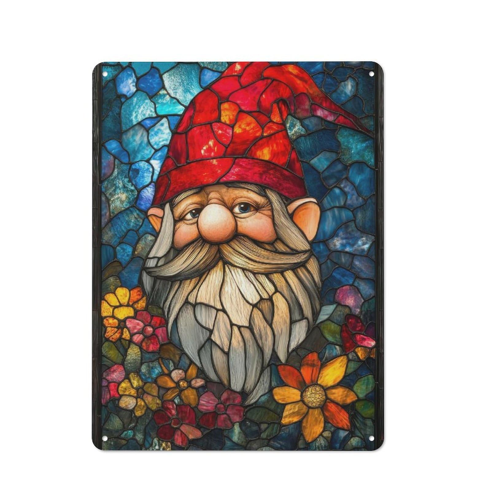 Junmoney Stained Glass Gnome Vintage Vintage Metal Sign 40X30cm Featuring Room Wall Plaque For Flat, Dorm Room, Lounge Or Cafe