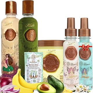 RITUAL BOTANICO |Kit 4 Crecimiento Acelerado y Ultra Reparador S.O.S: Shampoo de Cebolla, Mascarilla Hidratante Para El Cabello, Acondicionador PLEX, Protector de Calor Para El Cabello (+Obsequio)