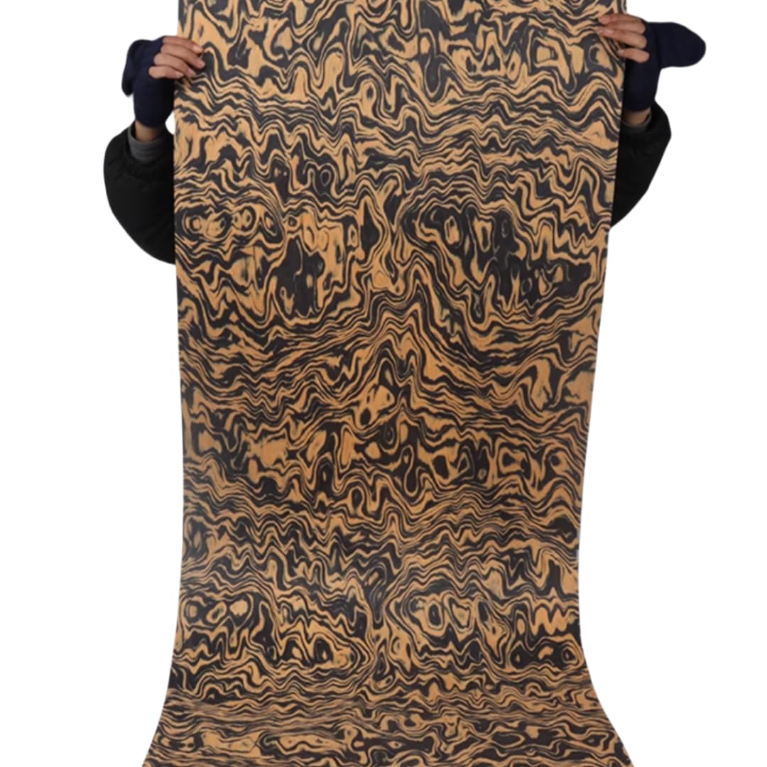 98x20.8Inch (2.5x0.53Meter) 0.5mm Thick Gold Teak Pattern Technological Wood Veneer for DIY Handmade, Wall, Woodworking, Cabinet, Door, and Automotive Interior Decoration