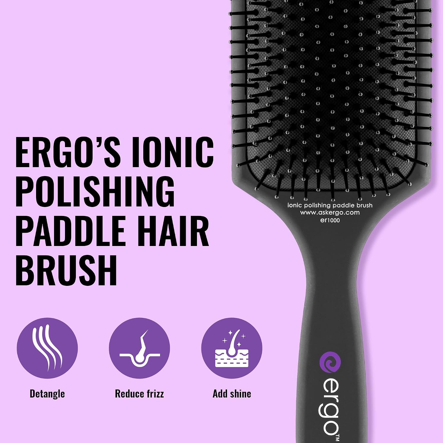 The Getaway Collection - ER53: 2 Inch Round Ceramic Ionic Brush, ER1000 Polishing Detangling Paddle Brush