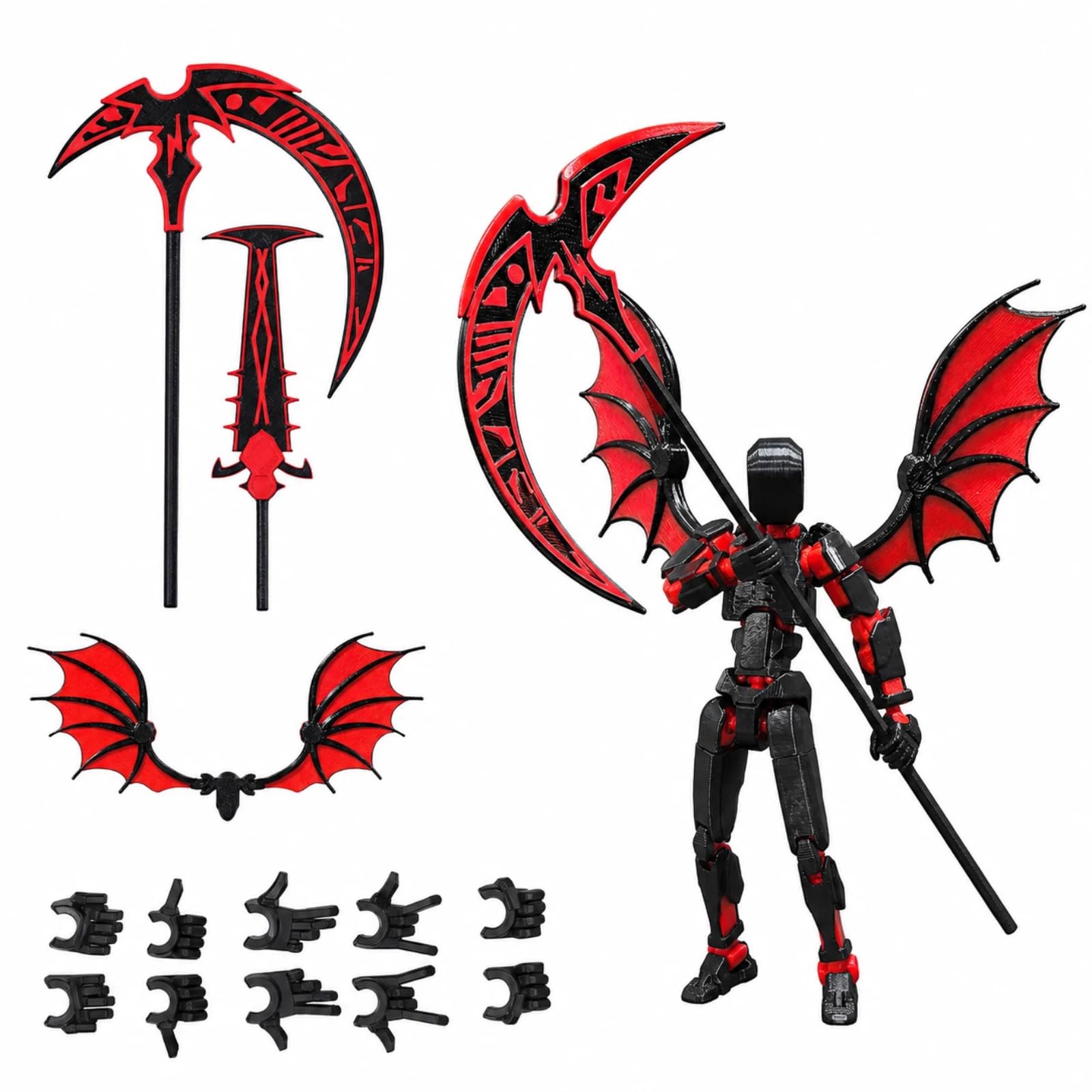 T13 Action Figure, 3D Printed Poseable Model with 8 Accessories for Desk
