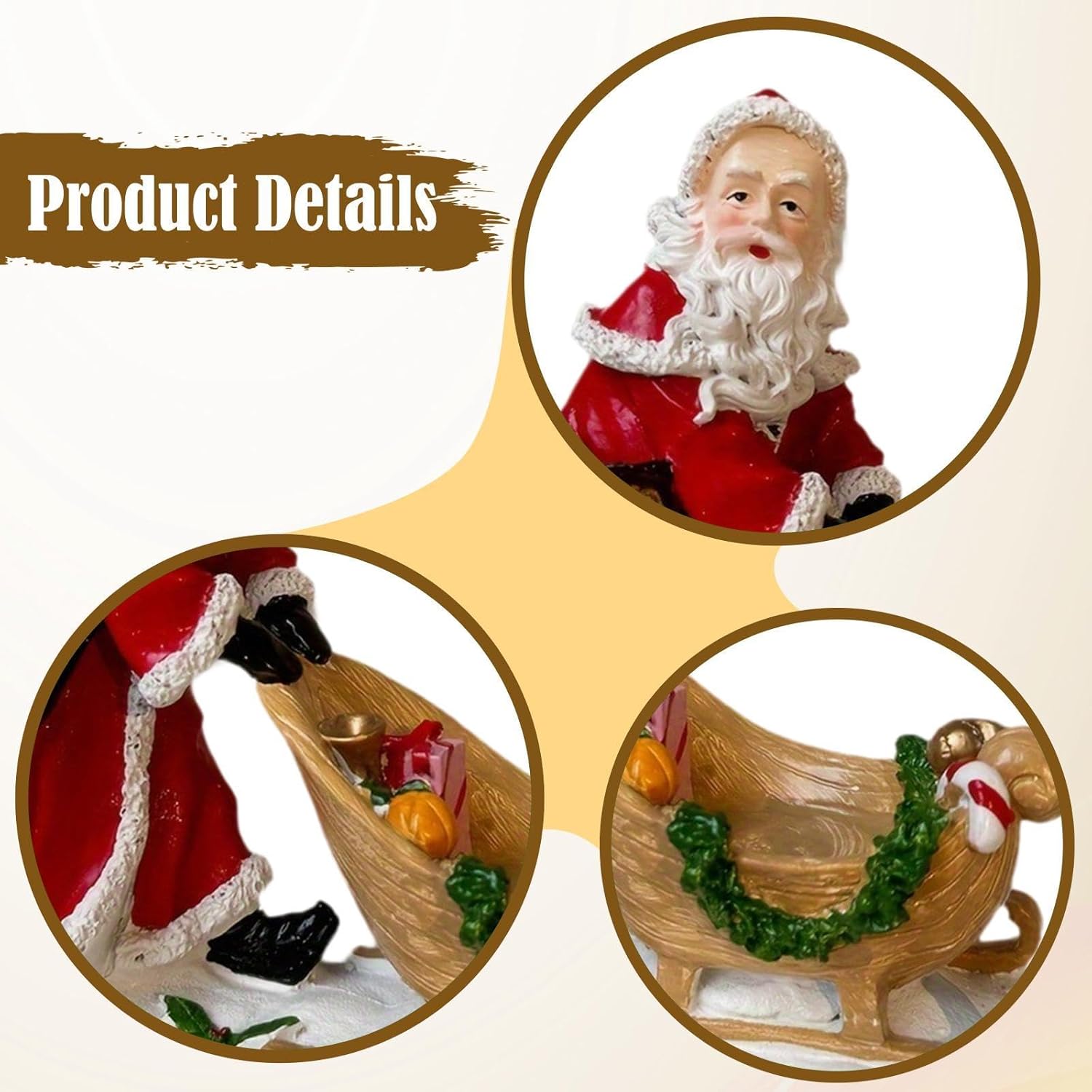 Santa Claus Figurine Ornament Resin Craft Collectible Decorative Statue Christmas Decoration for Tabletop Fireplace Holiday