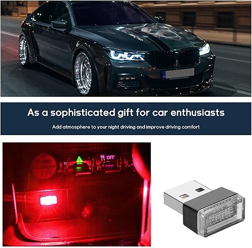Miniatura 6 de 4 lámparas LED USB para el interior del automóvil, mini luz nocturna LED portátil, kit de iluminación ambiental de interfaz USB enchufable,
