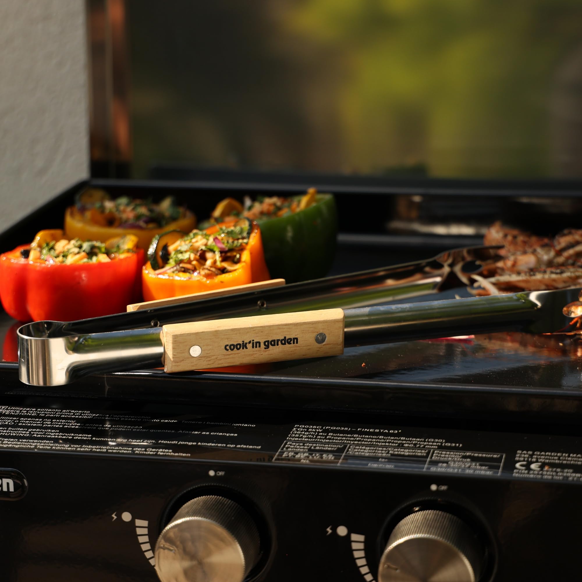 Cook’in Garden - Pince Essentiel FSC® 100%, Résistante aux Flammes et Hautes Températures, Manche Soft Touch Ergonomique, Ustensile Pratique pour Barbecue et Plancha, Cuisine Extérieure