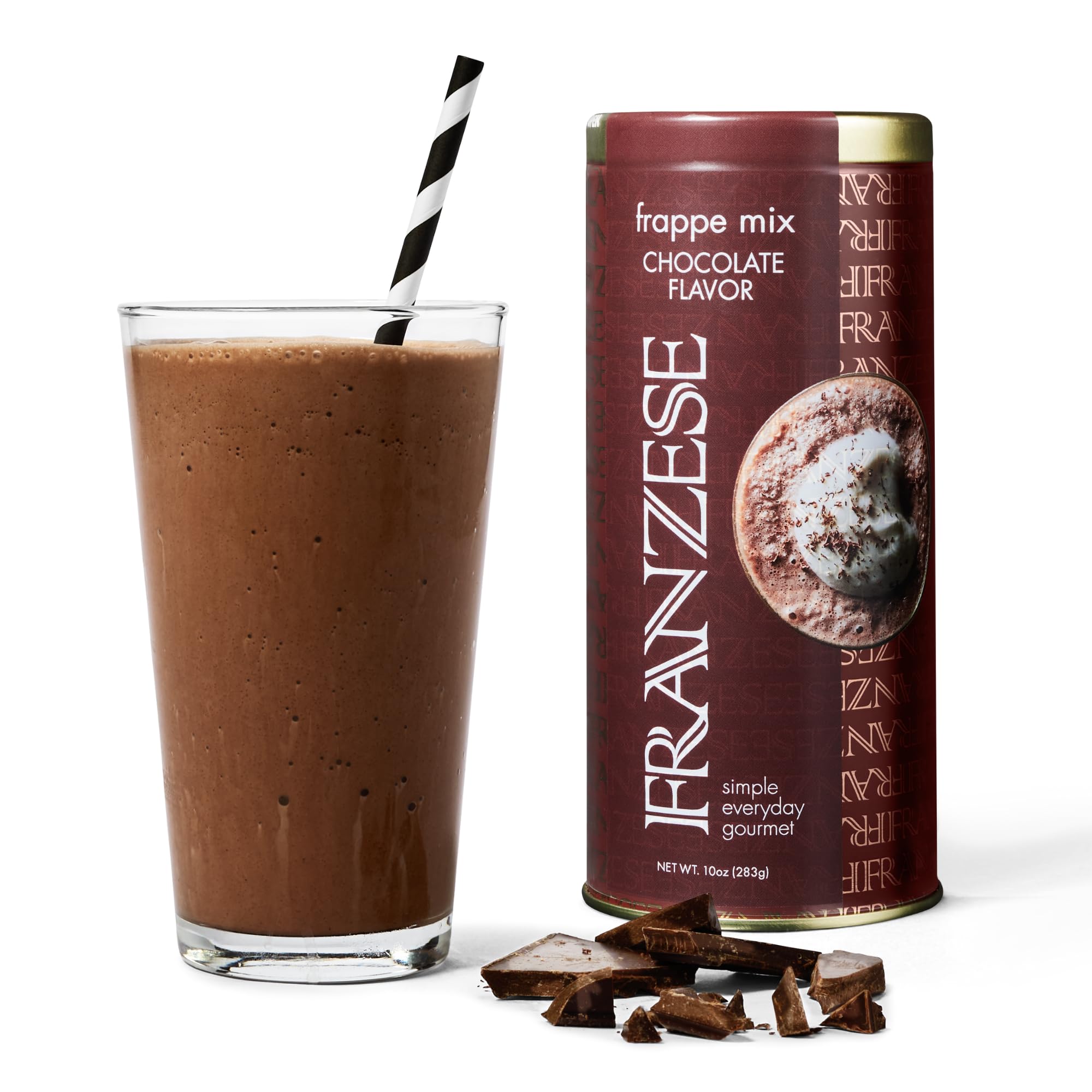 Franzese Chocolate Frappe | Imported from Italy, Genuine Italian Drink | Create Homemade Frappe in Minutes - Just Add Milk and Ice & Blend. Gluten Free. Tin, 8 Servings