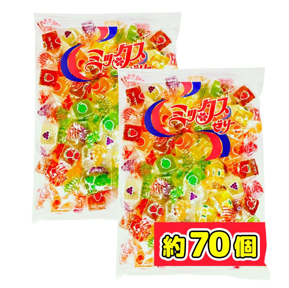 Kinjo Seika Mixed Agar Jelly, Large Capacity, 17.6 oz (500 g) x 2 (Approx. 70 Pieces), 5 Flavors, Strawberry, Orange, Grape, Melon, Pineapple, Topic from ASMR Tiktok