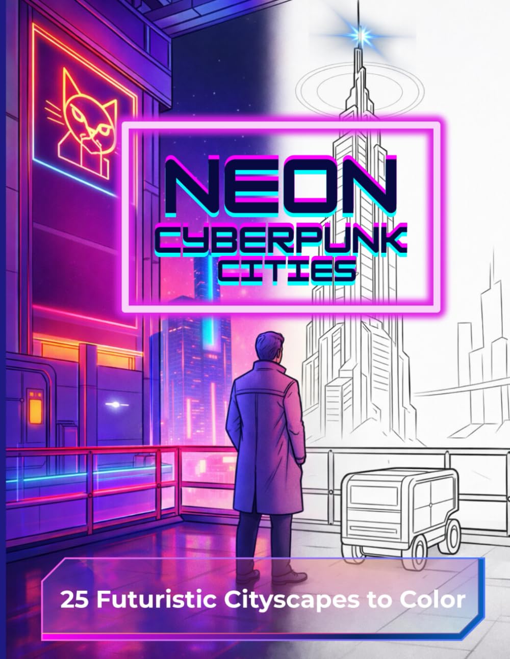 Neon Cyberpunk Cities: 25 Futuristic Cityscapes to Color